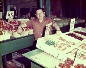 Zoli at the store 1965 or 1966. Zimmerman's gave up selling fruit and meat in 1990